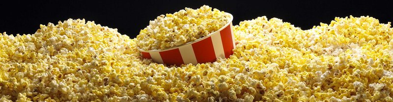 Popcorn in a striped bucket