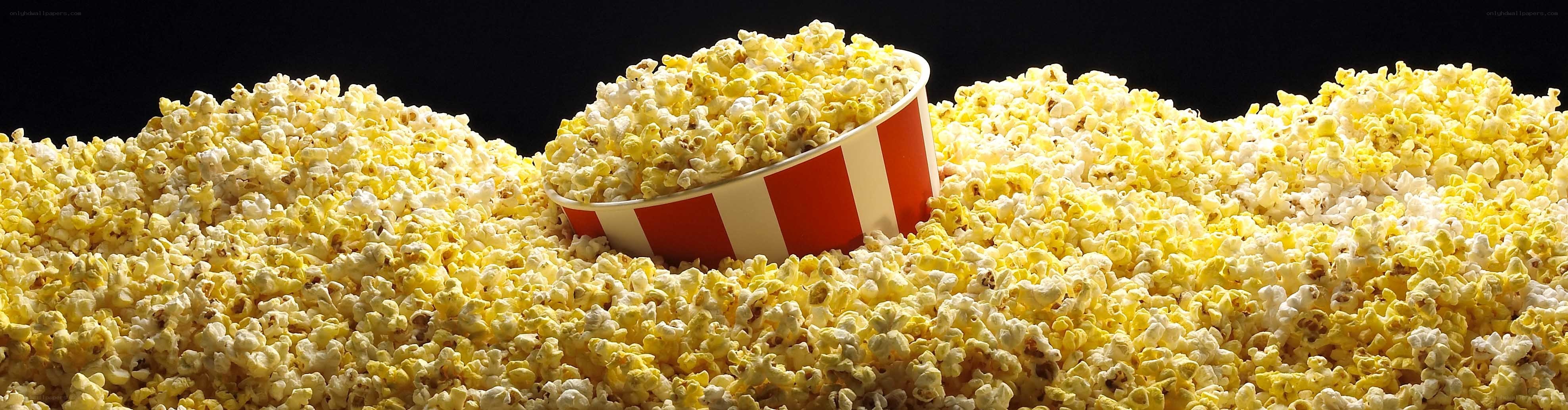 Popcorn in a striped bucket