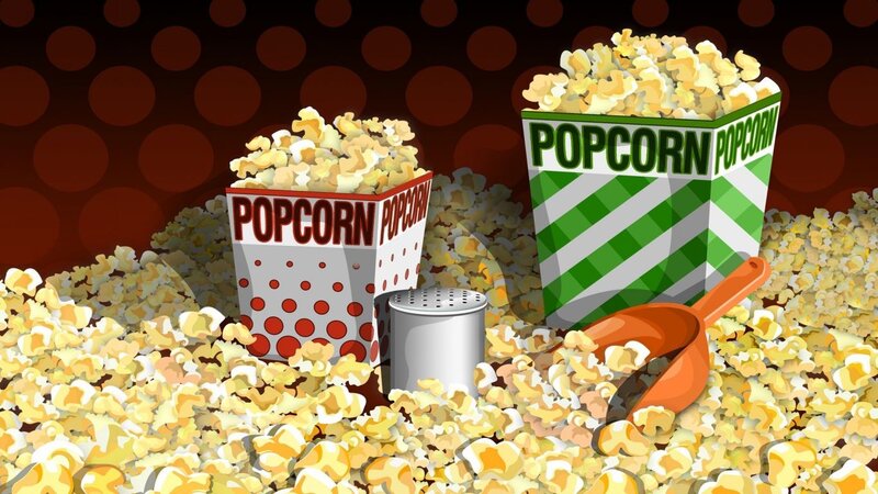 Popcorn in Boxes — Yellow, Playful, Digital Art