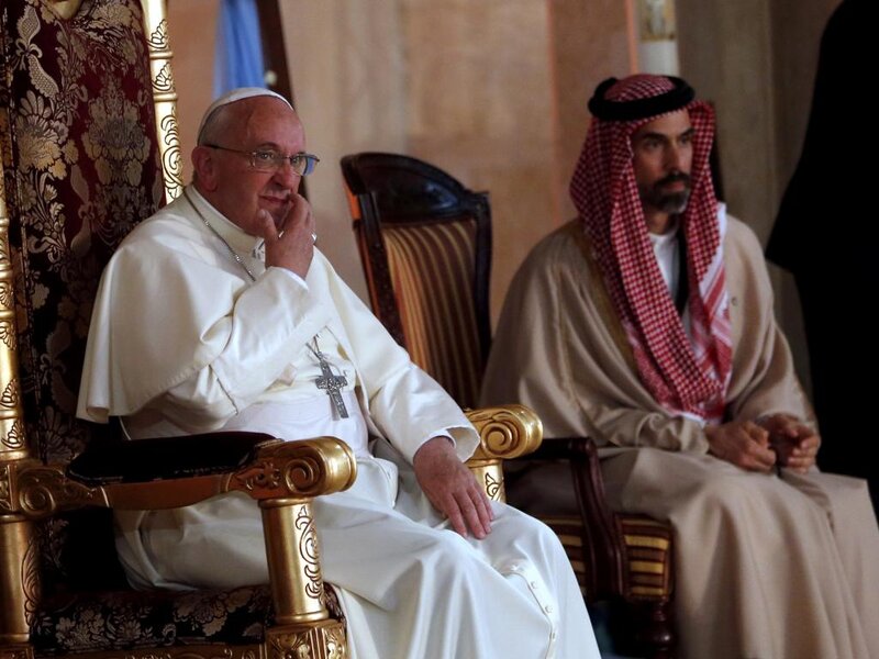 Pope and Man in Traditional Attire