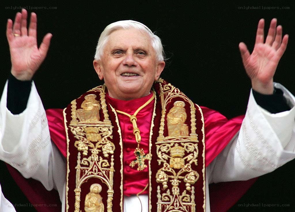 Pope Benedict XVI waving