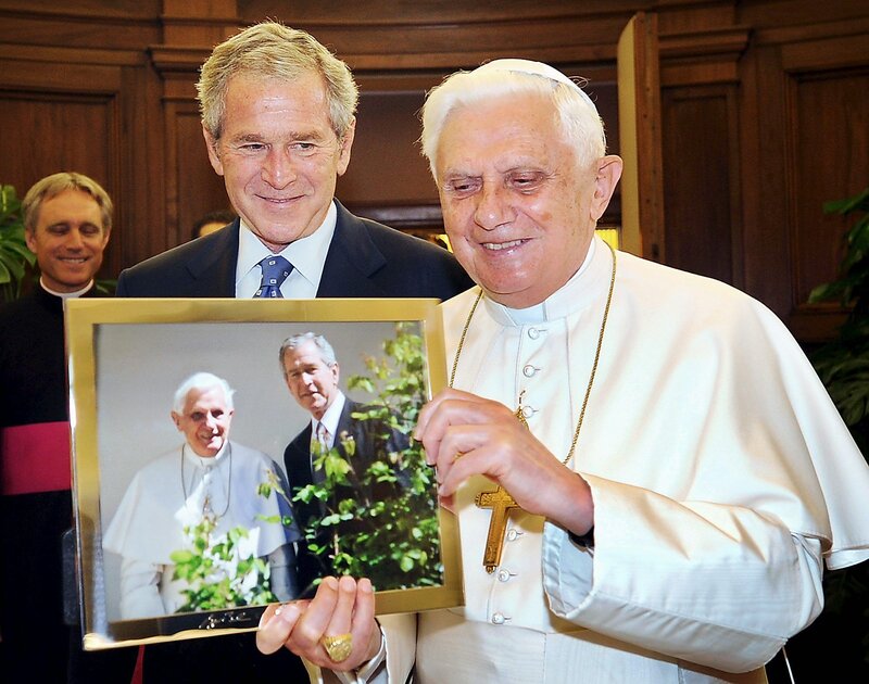 Pope Benedict XVI with George W. Bush