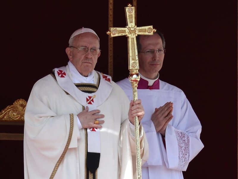 Pope Holding Cross — White