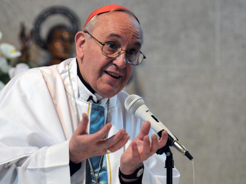 Pope Speaking into Microphone