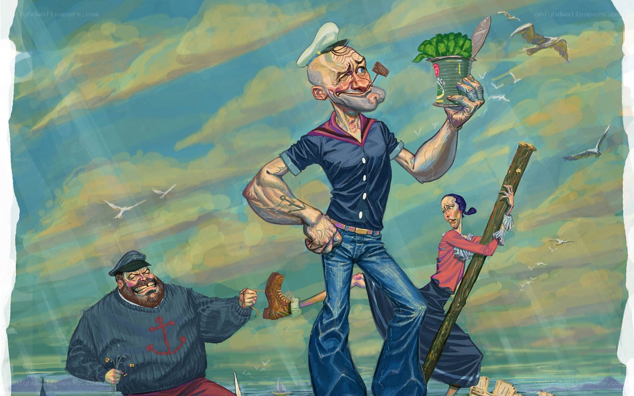 Popeye and crew on deck
