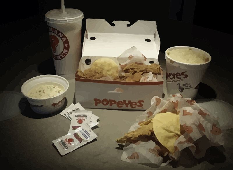 Popeyes fast food meal