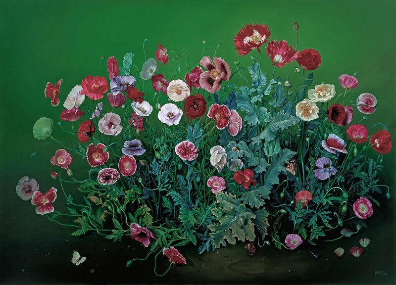 Poppies in a Garden — Green