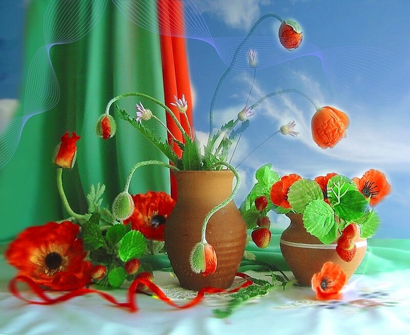 Poppies in Vases
