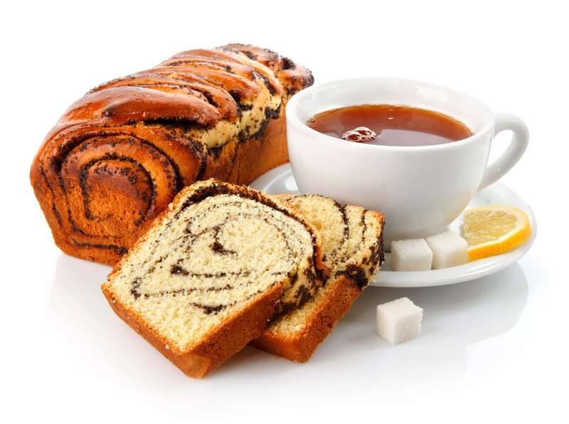 poppy seed bread with tea