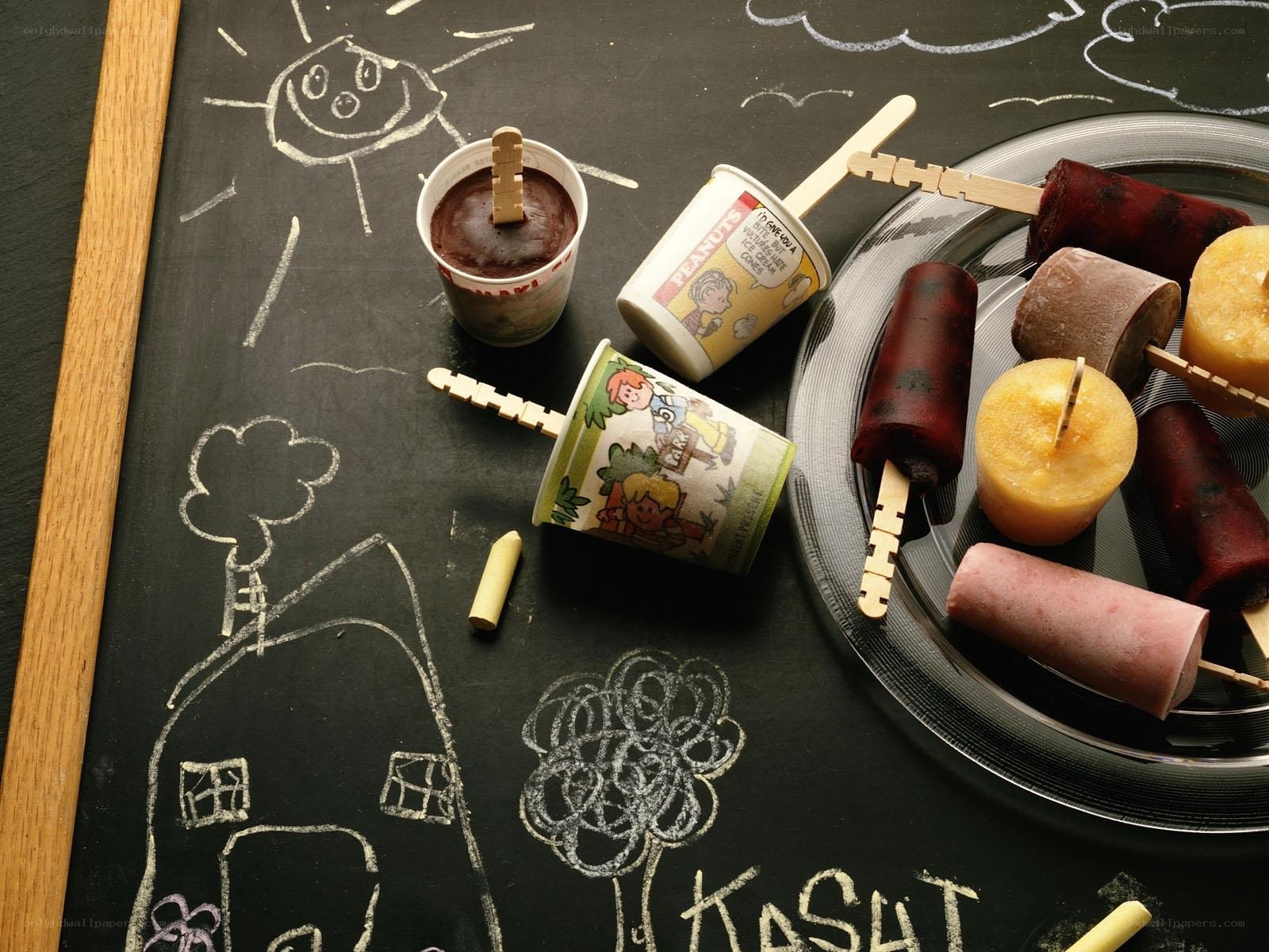 Popsicles on a chalkboard