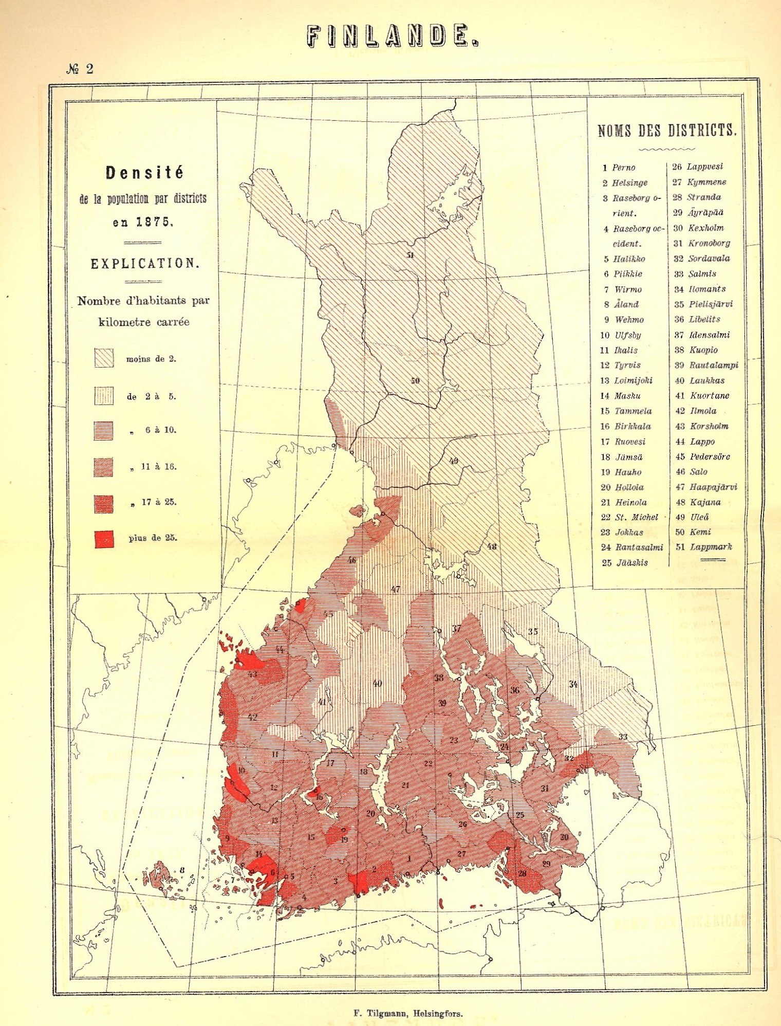 Population density map of Finland