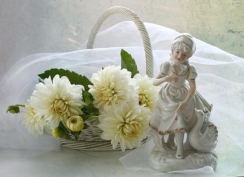 Porcelain Figurine with Flowers