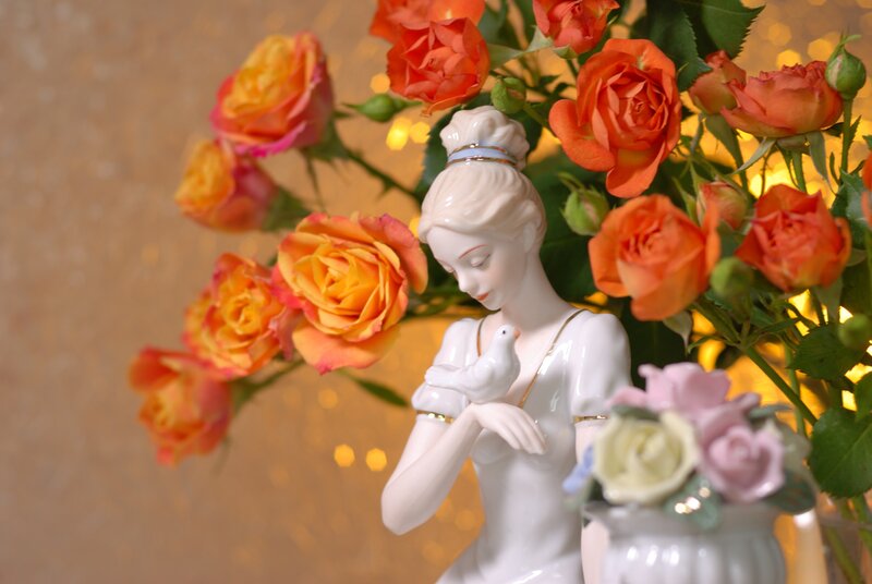 Porcelain Figurine with Roses