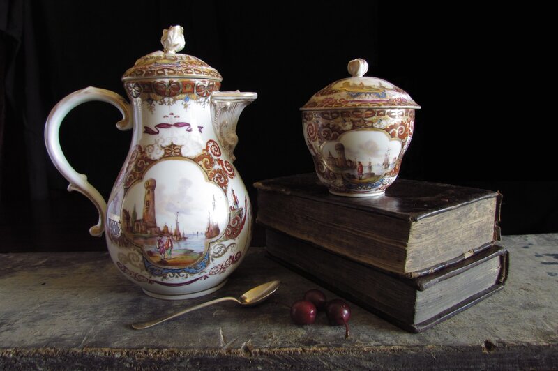 Porcelain Pitcher and Sugar Bowl