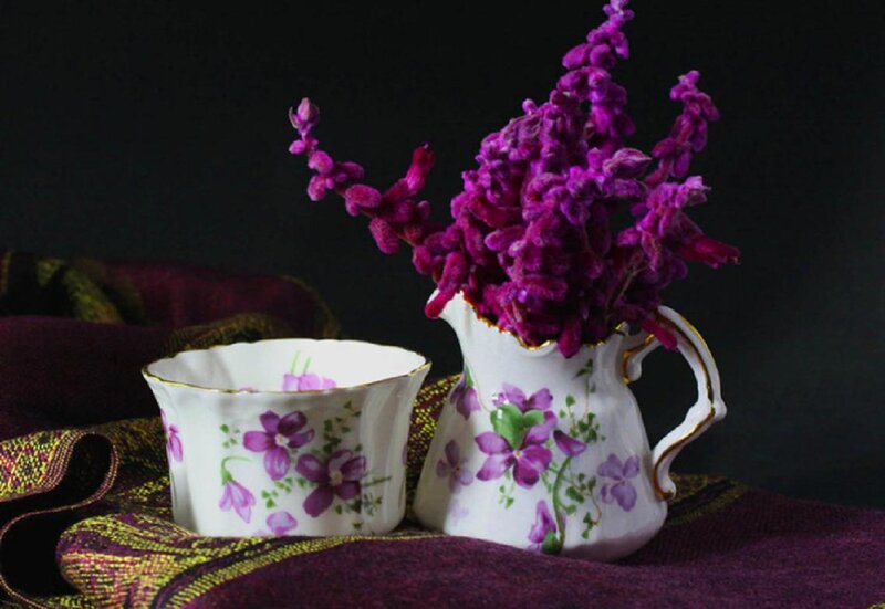 Porcelain Pitcher with Flowers