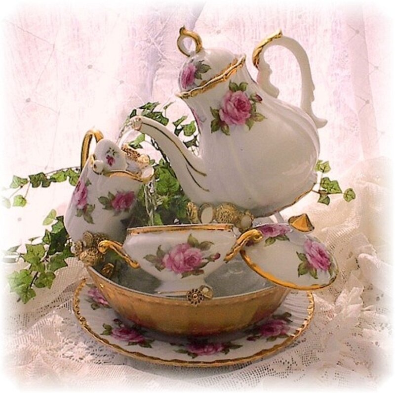 Porcelain Tea Set — White, Elegant, Photograph