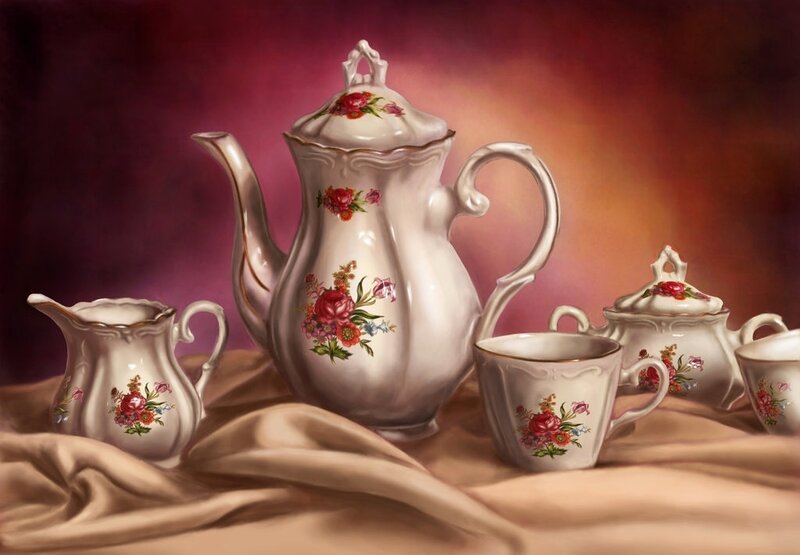 Porcelain Tea Set — White