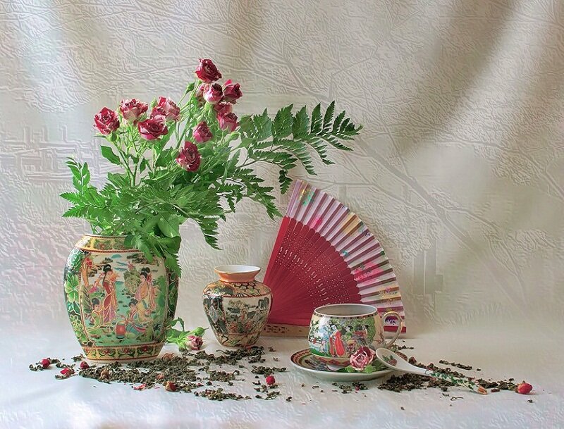 Porcelain Tea Set with Flowers