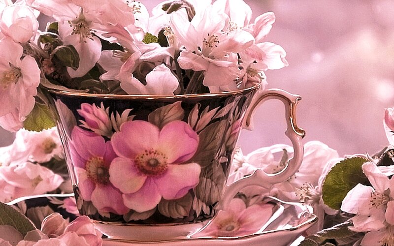 Porcelain Teacup with Flowers