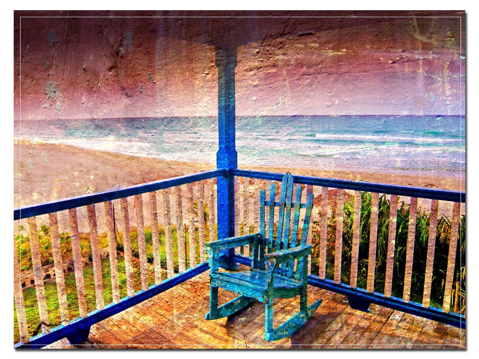 Porch chair overlooking the beach