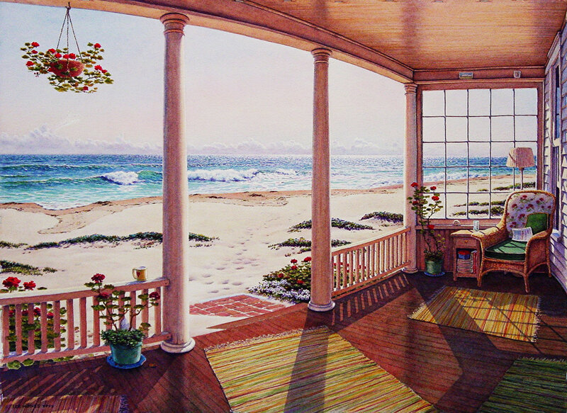Porch overlooking the ocean