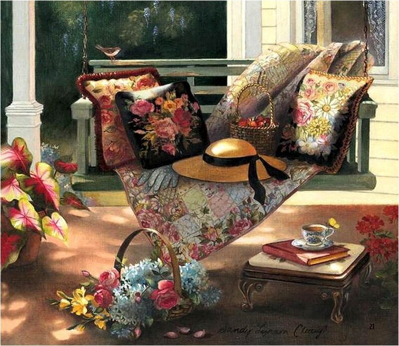 Porch Swing with Pillows