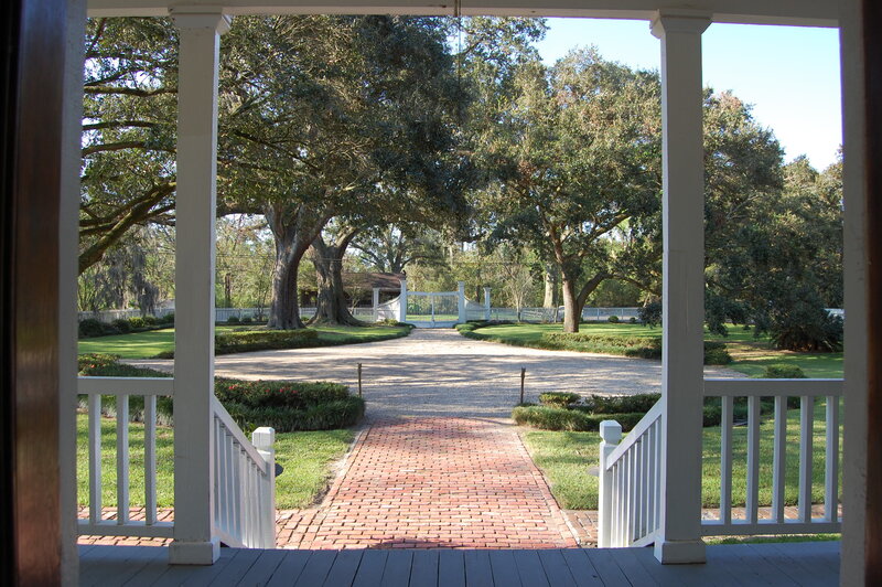 Porch view of a grand estate