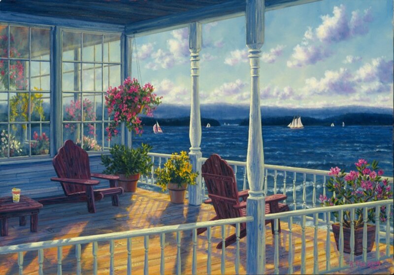 Porch with Adirondack Chairs — Blue
