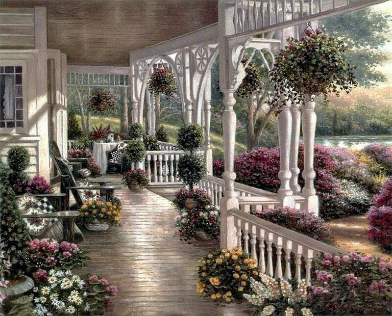 Porch with Flowers
