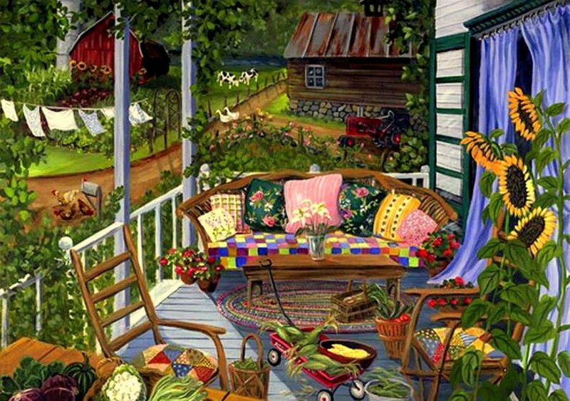 Porch with Garden View — Green