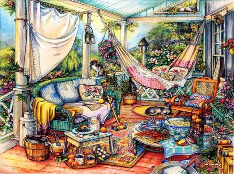 Porch with Hammock and Furniture
