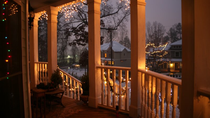 Porch with Holiday Lights