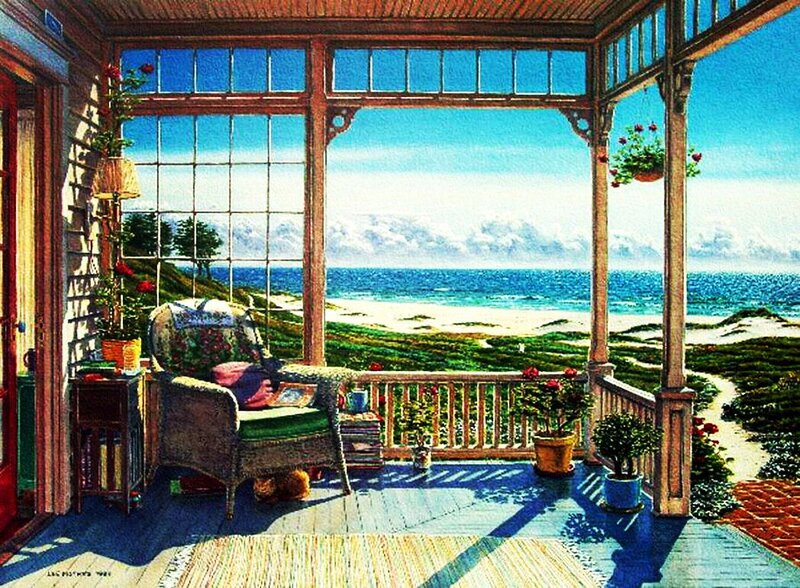 Porch with Ocean View — Blue