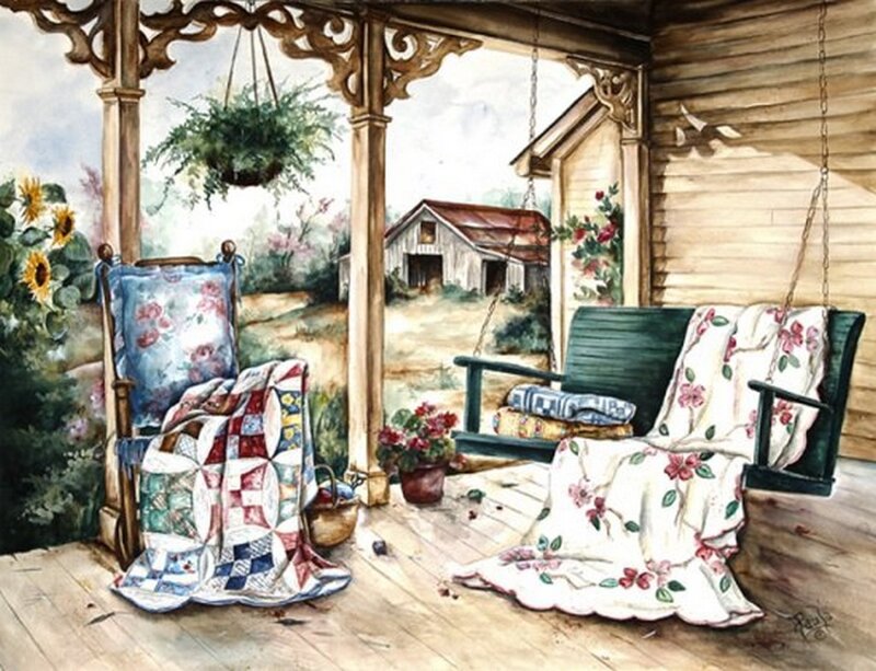 Porch with Rocking Chairs — Brown