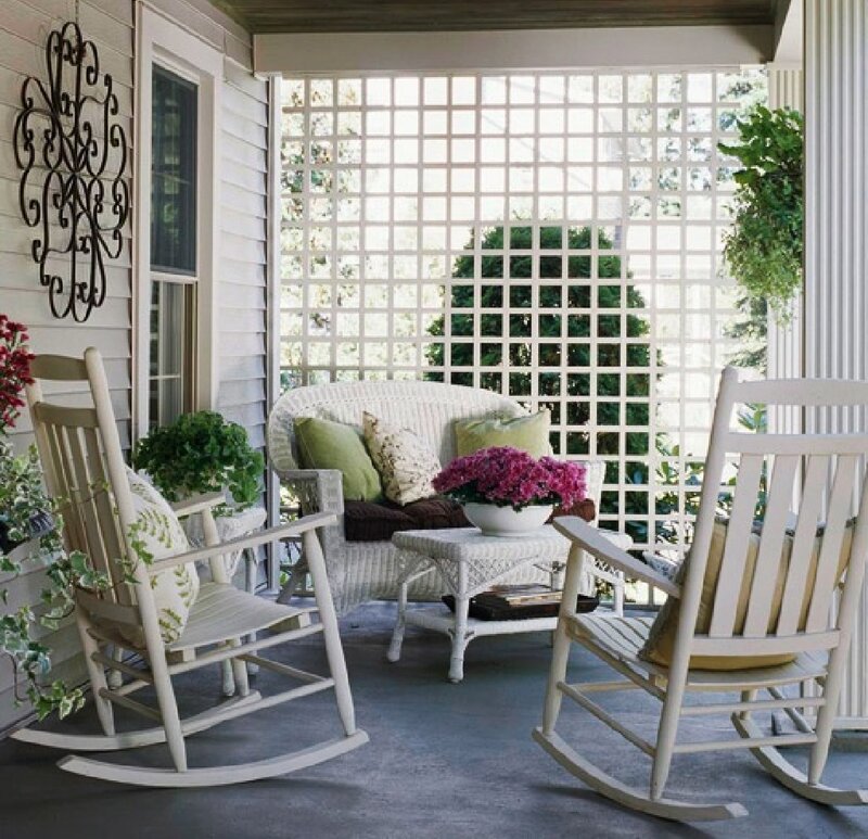 Porch with Rocking Chairs — White, Serene