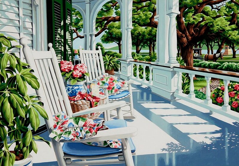 Porch with Rocking Chairs — White