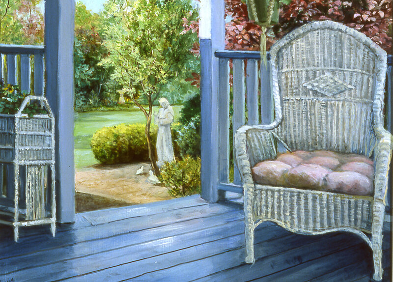Porch with wicker chair