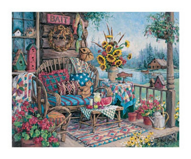 Porch with Wicker Furniture — Blue