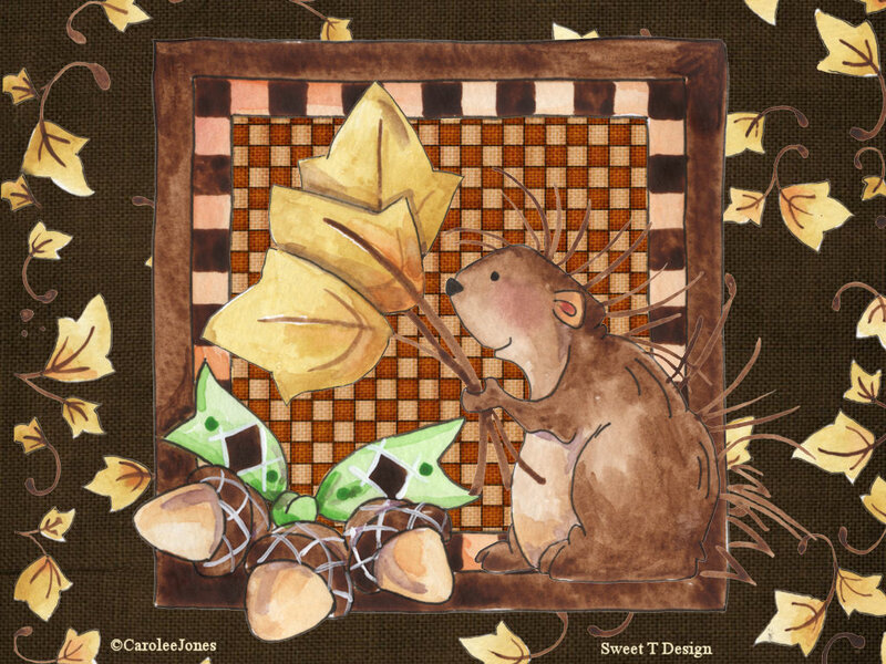 Porcupine with Acorns