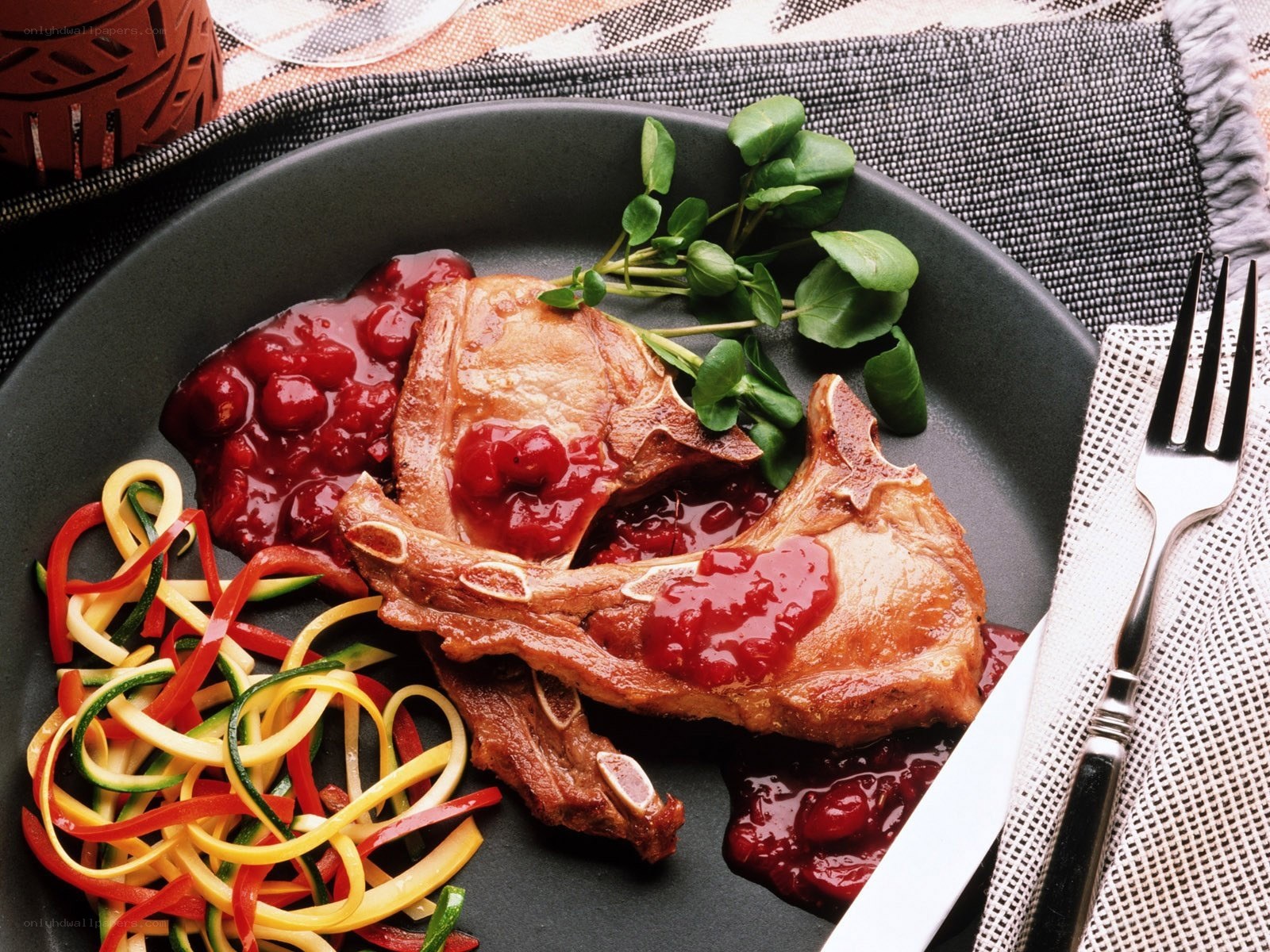 Pork chop with cranberry sauce