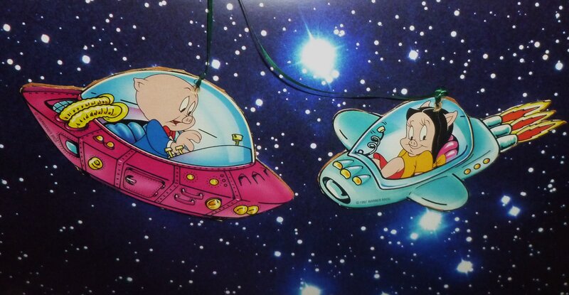Porky Pig and Petunia in Spaceships