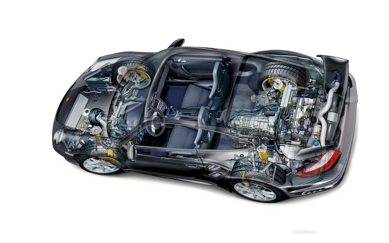 Porsche 911 GT3 interior and engine