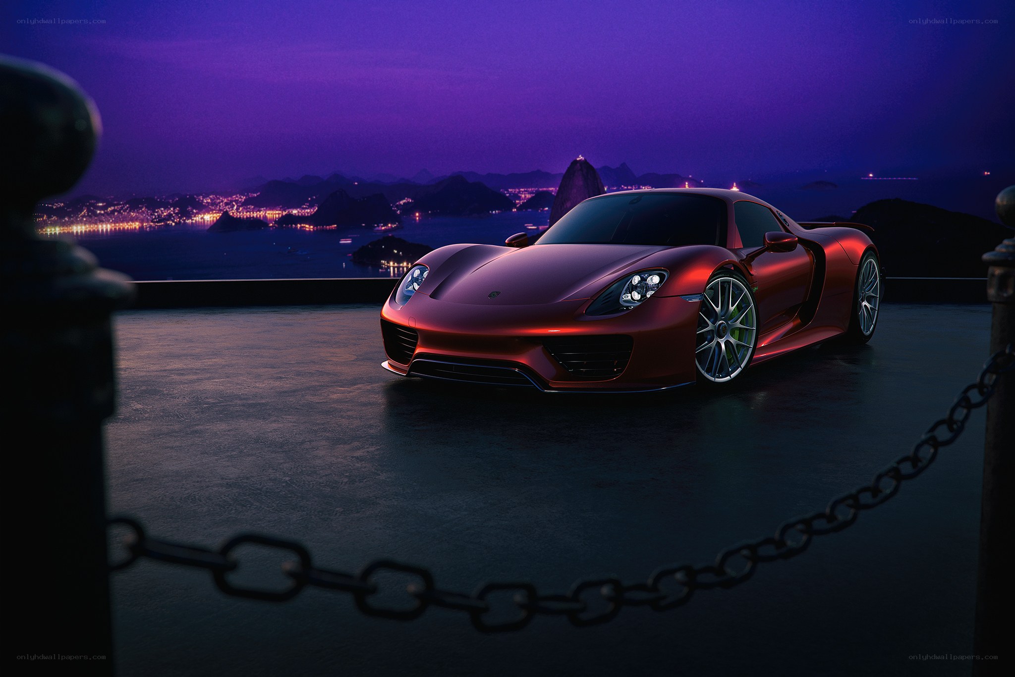 Porsche 918 Spyder at night