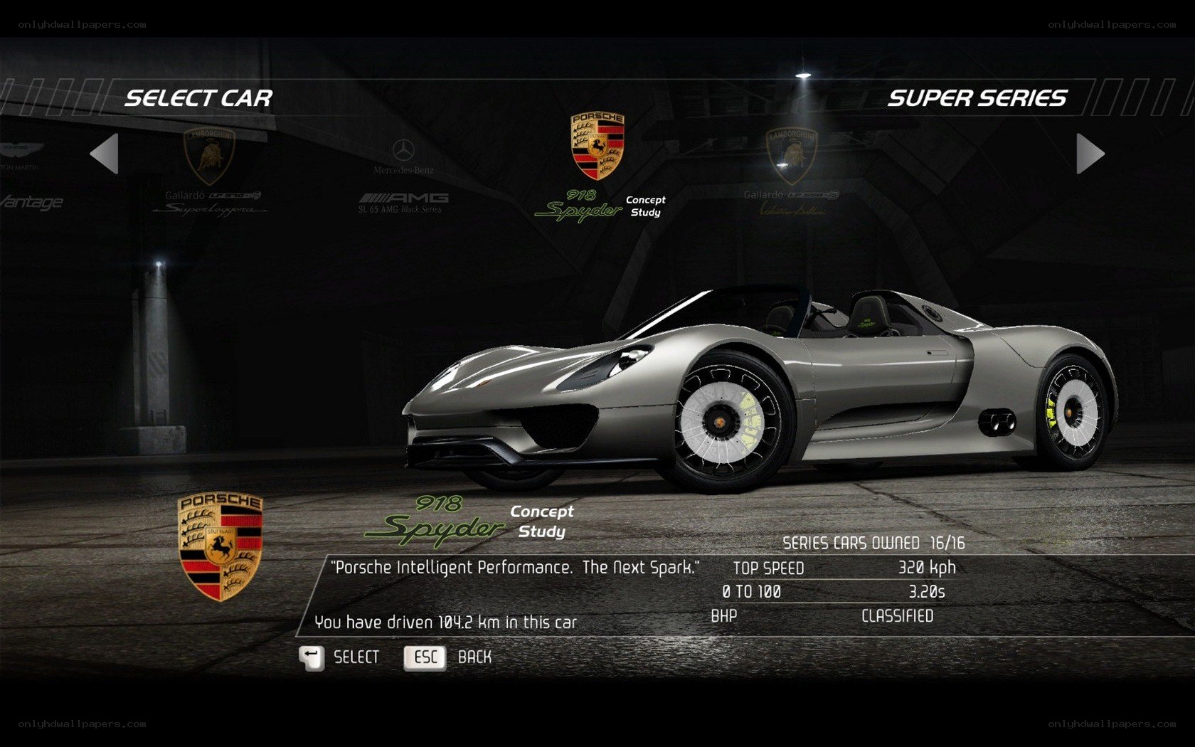 Porsche 918 Spyder car selection