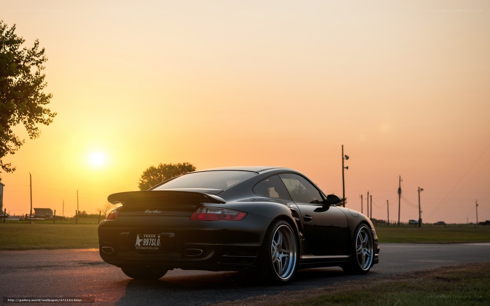 Porsche at sunset