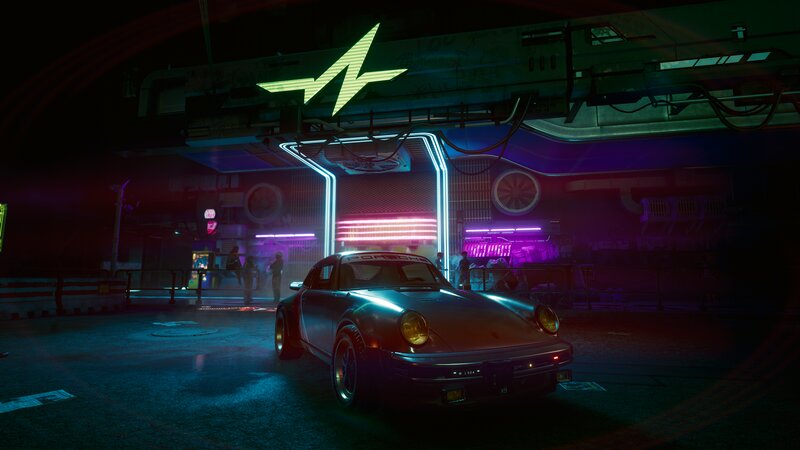 Porsche Car at Night — Purple