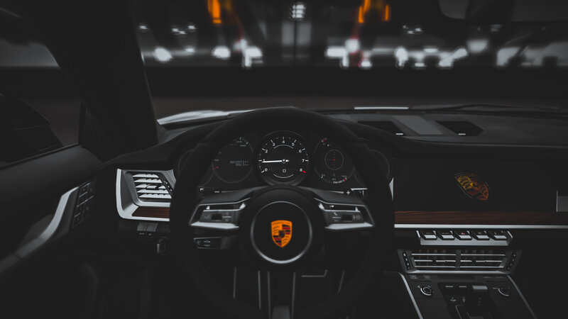 Porsche Car Interior — Black, Dark