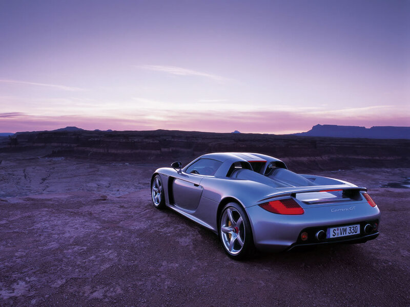 Porsche Carrera GT at sunset