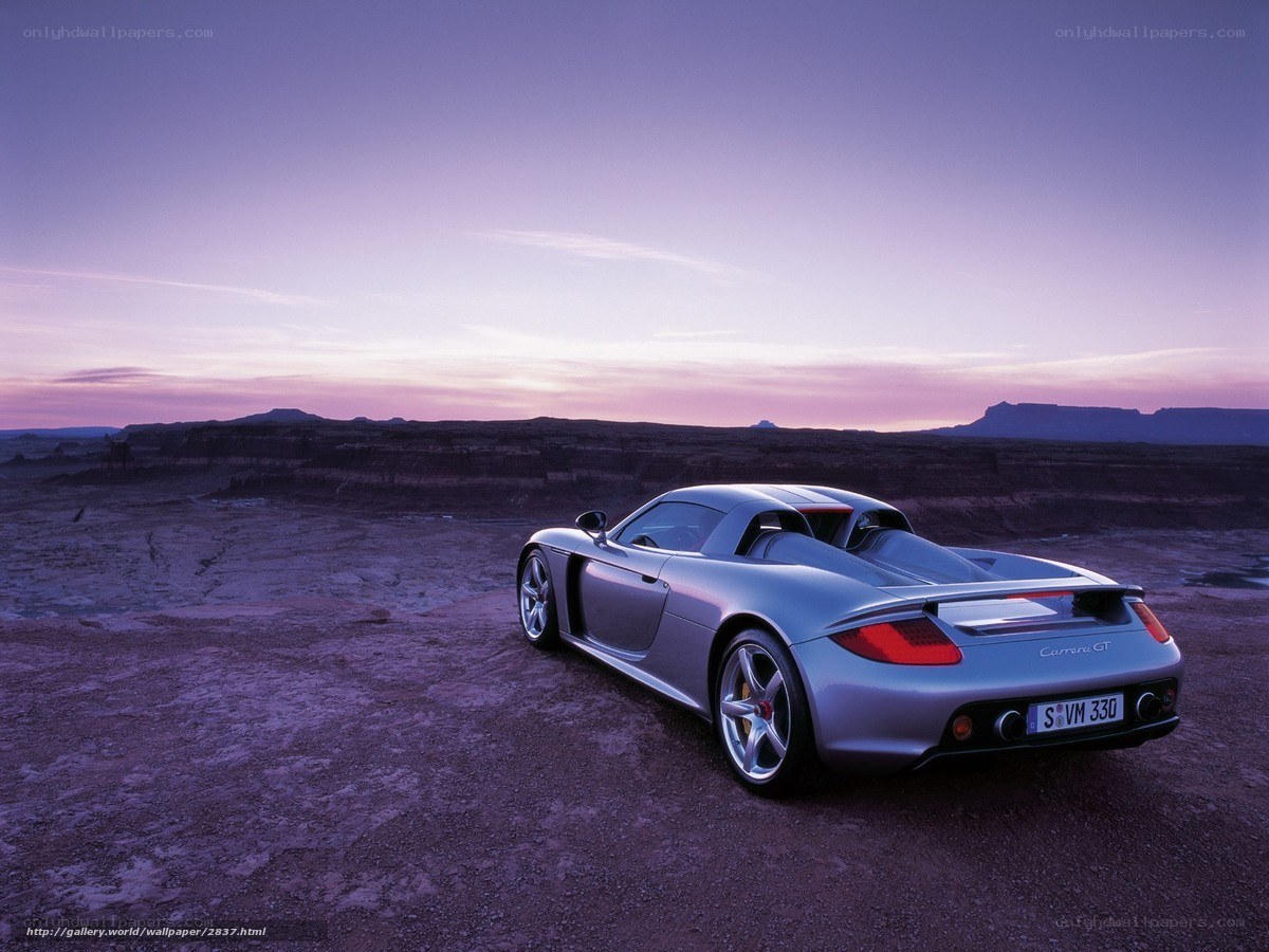 Porsche Carrera GT at sunset