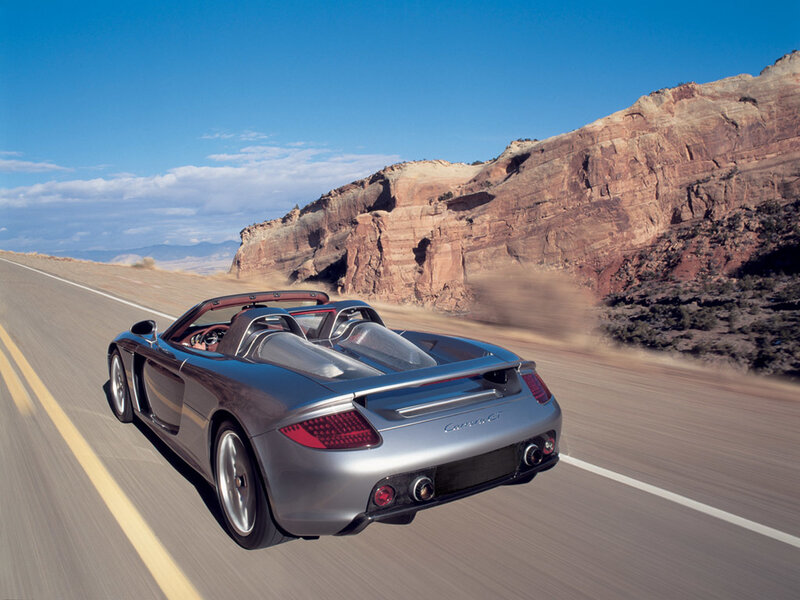 Porsche Carrera GT on desert road